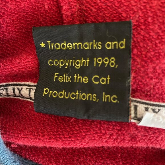 Vintage Felix The Cat Cartoon Zip Red Hoodie Size 4 (Men's M)  1998 Made in HK - Picture 7 of 8